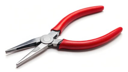 Fototapeta premium Red-handled Needle-Nose Pliers on White Background