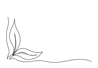 Flower floral corner frame, one line drawing vector illustration.