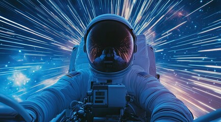 Astronaut in space, high-speed travel