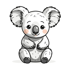 Naklejka premium Adorable single koala with lovely mood sitting against a white background