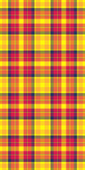 Vibrant yellow, red, and navy plaid pattern. Perfect for textile design, fashion, website backgrounds, or any project needing a bold, energetic texture.