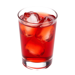 Red Drink in Glass with Ice Cubes Refreshing Beverage Clipart PNG Isolated on Transparent Background