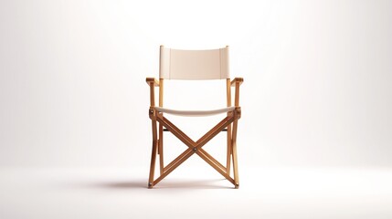 Fototapeta premium Minimalist Directors Chair with Wooden Frame and Cream Canvas Seat Perfect for Film Sets Out