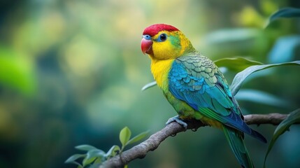 Vibrant parrot perched on a branch
