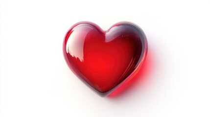 Obraz premium Shiny Red Heart on White Background Love Romance and Valentines Day Symbol
