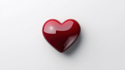 Obraz premium Shiny Red Heart on White Background Love Romance and Valentines Day Symbol
