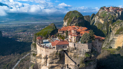 Naklejka premium Meteora is a rocky region with monasteries near the town of Kalambaka in Greece.