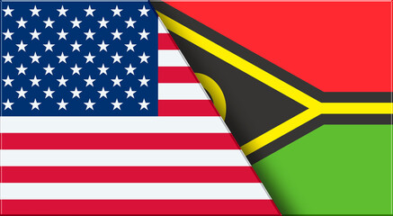 Fototapeta premium Flags of USA and Vanuatu. United States and Vanuatu National flags on Fabric