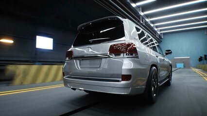 Generic 3d car crash test. Car destruction.3d rendering.