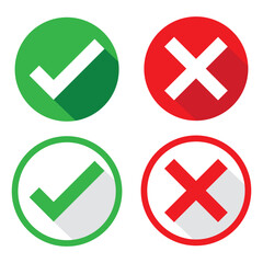 checkmark and X mark icon. check and uncheck icon vector. validation icon vector. for apps and websites.