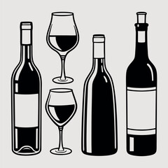 Collection of wine bottles, featuring various designs and types of wine.