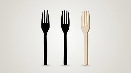 Artistic trio of forks in contrasting colors for modern culinary design concepts