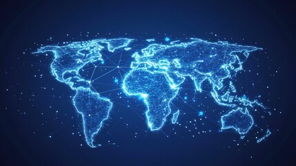 Futuristic Holographic Digital Map Showcasing Global Connectivity