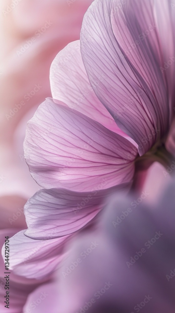 Poster petals in gentle shades of purple showcase intricate textures and delicate curves, inviting admirati