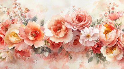 A beautiful illustration of painted flowers in soft pastel colors