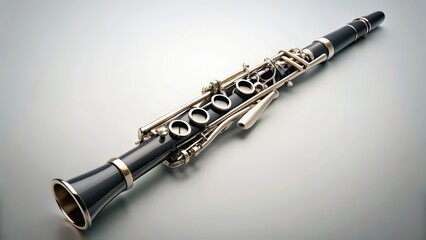 Naklejka premium Black Clarinet on White Background