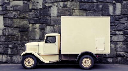 Vintage Truck, delivery, stone wall, transportation