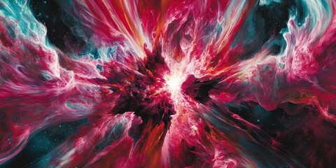 Abstract colorful depiction of a celestial nebula with vibrant hues
