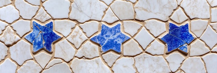 Fototapeta premium Three Blue Stars Abstract Texture Background