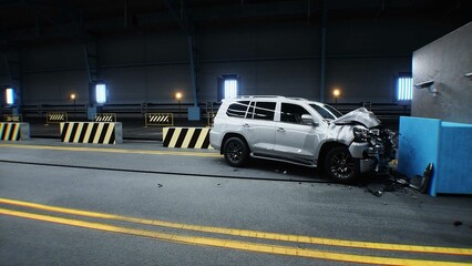 Generic 3d car crash test. Car destruction.3d rendering.