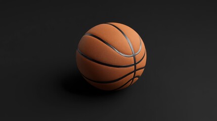 Obraz premium Basketball on black surface, 3D render, sport equipment, studio shot, suitable for website or print design