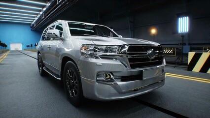 Generic 3d car crash test. Car destruction.3d rendering.