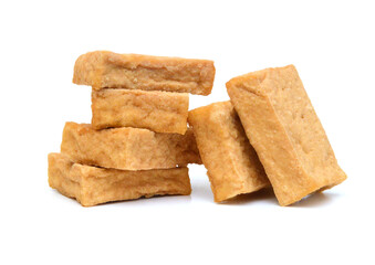 Fried tofu on a white background 