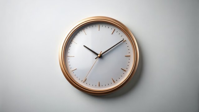 Wooden Wall Clock on White Background