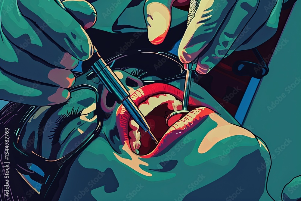 Poster professional teeth cleaning procedure at the dentist with advanced techniques for optimal oral healt