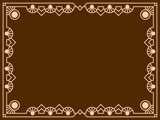 Geometric frame of beige lines on a brown background. Linear border. Line art geometric frame design with space for text, invitations, flyers and greeting cards. Vector illustration