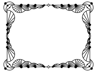 Geometric frame of black lines on white background. Linear border. Line art geometric frame design with space for text, invitations, flyers and greeting cards. Vector illustration