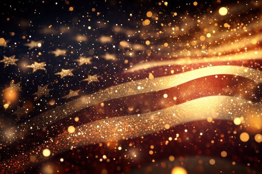 An abstract sparkling design of patriotic red and blue stars