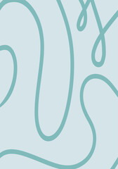 Blue color shades minimalist abstract background with squiggle lines. Vertical