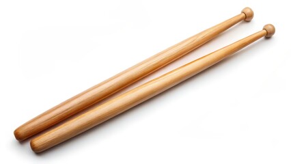 Wooden Drumsticks on White Background