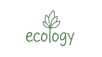 Ecology logo with leaf. Green plant nature symbol. Eco friendly business branding. Minimalist clean design white background vector illustration