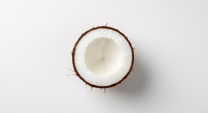 la mitad de un coco en vista cenital 