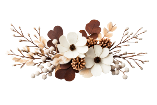 Neutral floral design on clear backdrop