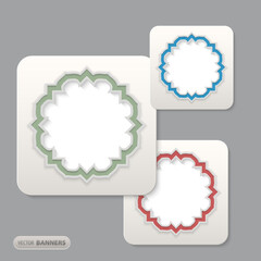 3d Infographic design of 3 tab shape islamic style feames