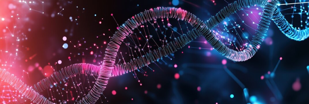 Digital DNA representation showcases innovation at biotech conference activities