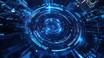 Obraz premium Futuristic Digital Interface with Circular Design and Blue Elements