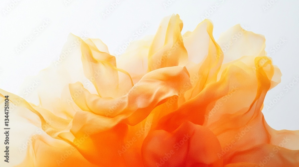 Poster Layers of ethereal orange petals swirl and merge, creating a mesmerizing display of color and texture. This artistic composition captures the essence of fragile beauty and elegance