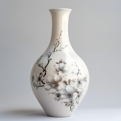 Elegant Porcelain Vase with Intricate Floral Patterns and Glossy Finish
