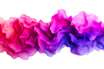 Colorful wavy fabric on transparent bg