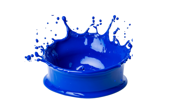 Bright blue paint splash on a smooth surface