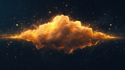 Fototapeta premium Golden cloud of stardust drifts through the cosmos