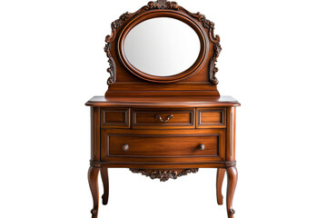 Ornate wooden vanity with mirror