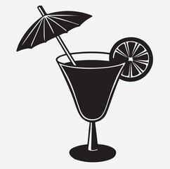 a cocktail glass silhouette vector art illustration, cocktail on a white background vector