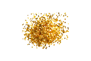 Golden glitter on a transparent background