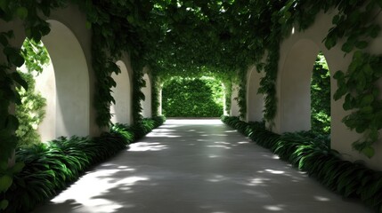 Lush, light-filled garden pathway