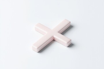 Obraz premium Light pink plus sign on white background